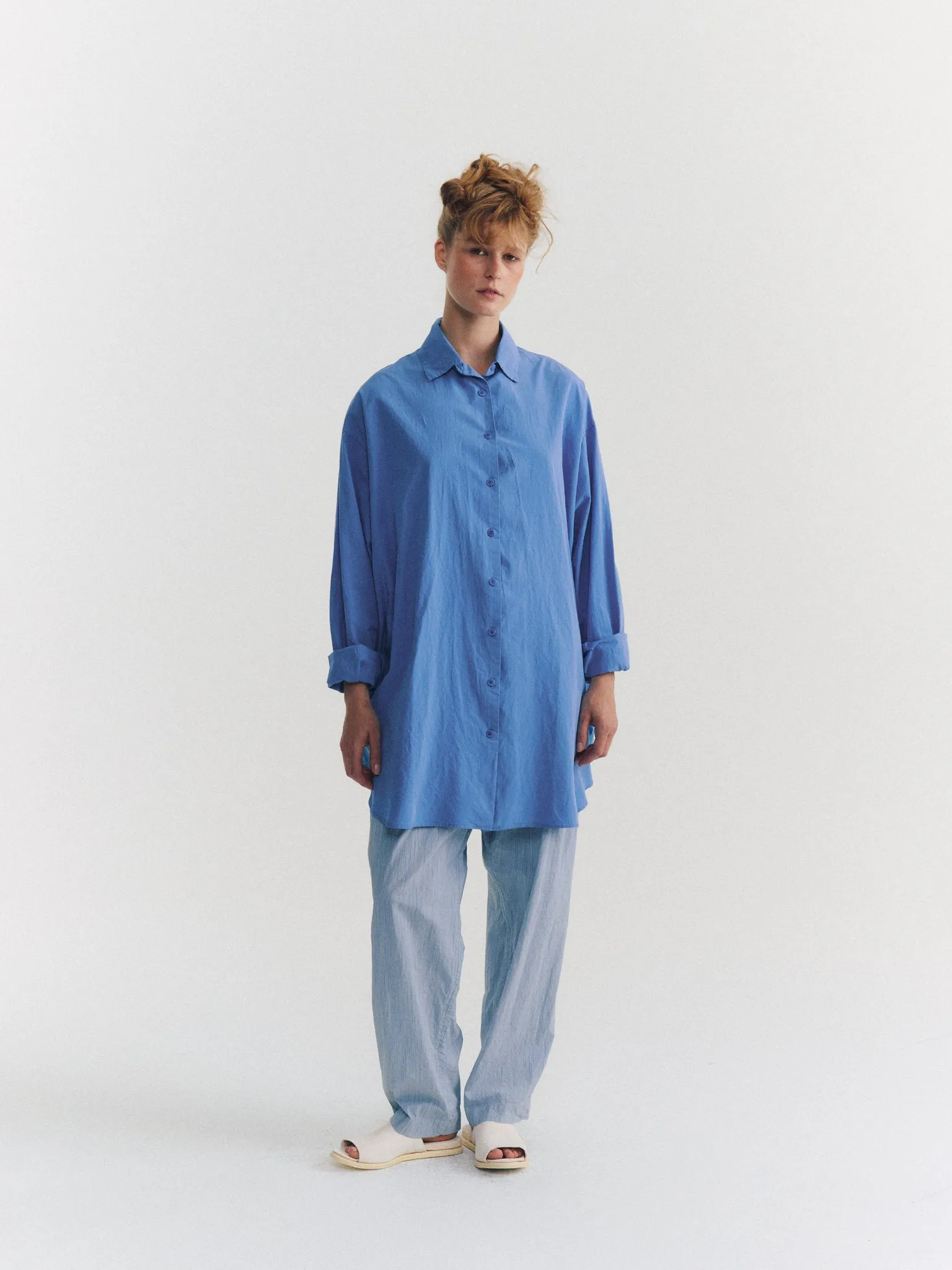 TIPPY SHIRT - CHALK POPLIN - L BLUE sold by Casey Casey
