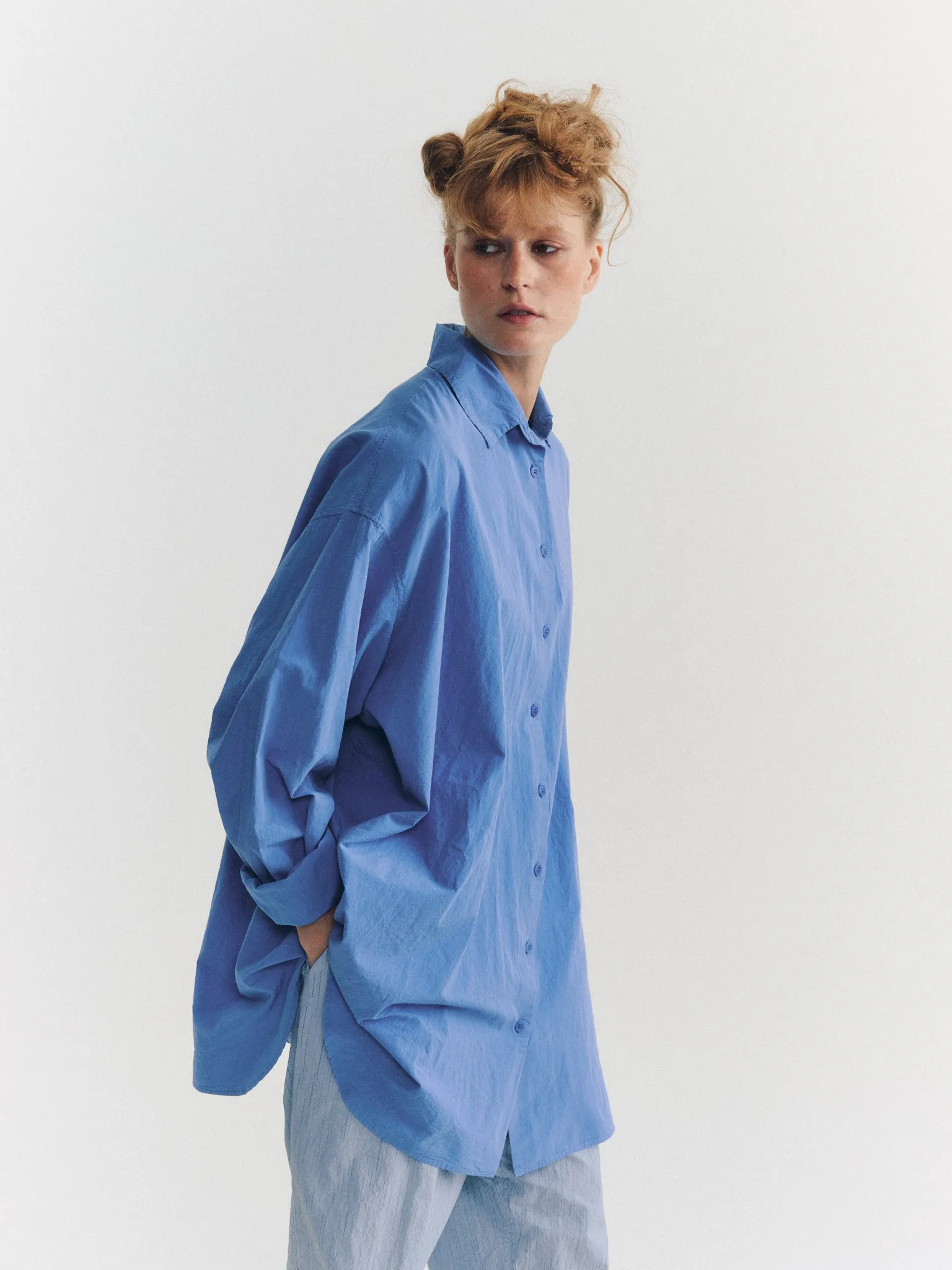 TIPPY SHIRT - CHALK POPLIN - L BLUE sold by Casey Casey product image thumbnail 4