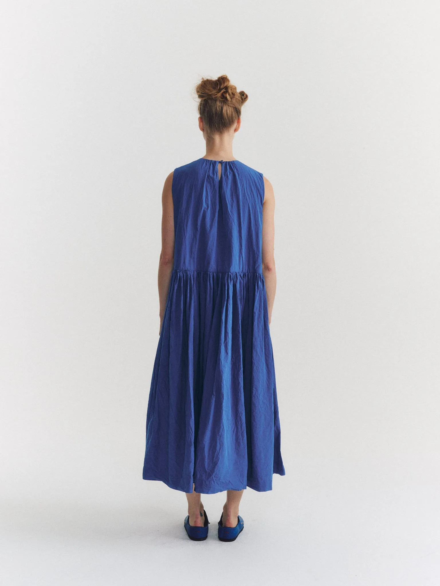 POMME RUCHEE DRESS - CHALK POPLIN - M BLUE sold by Casey Casey product image thumbnail 4