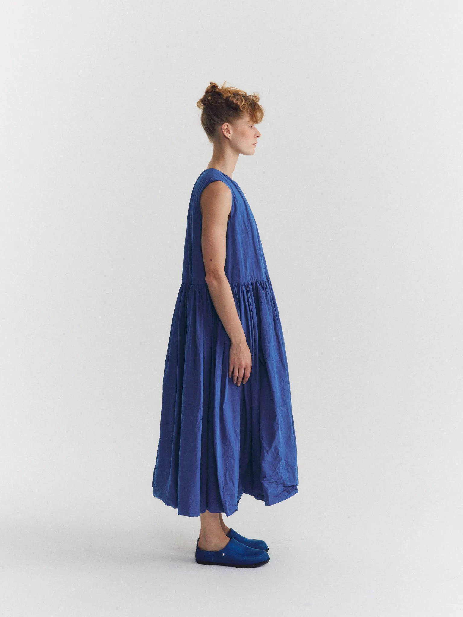 POMME RUCHEE DRESS - CHALK POPLIN - M BLUE sold by Casey Casey product image thumbnail 3