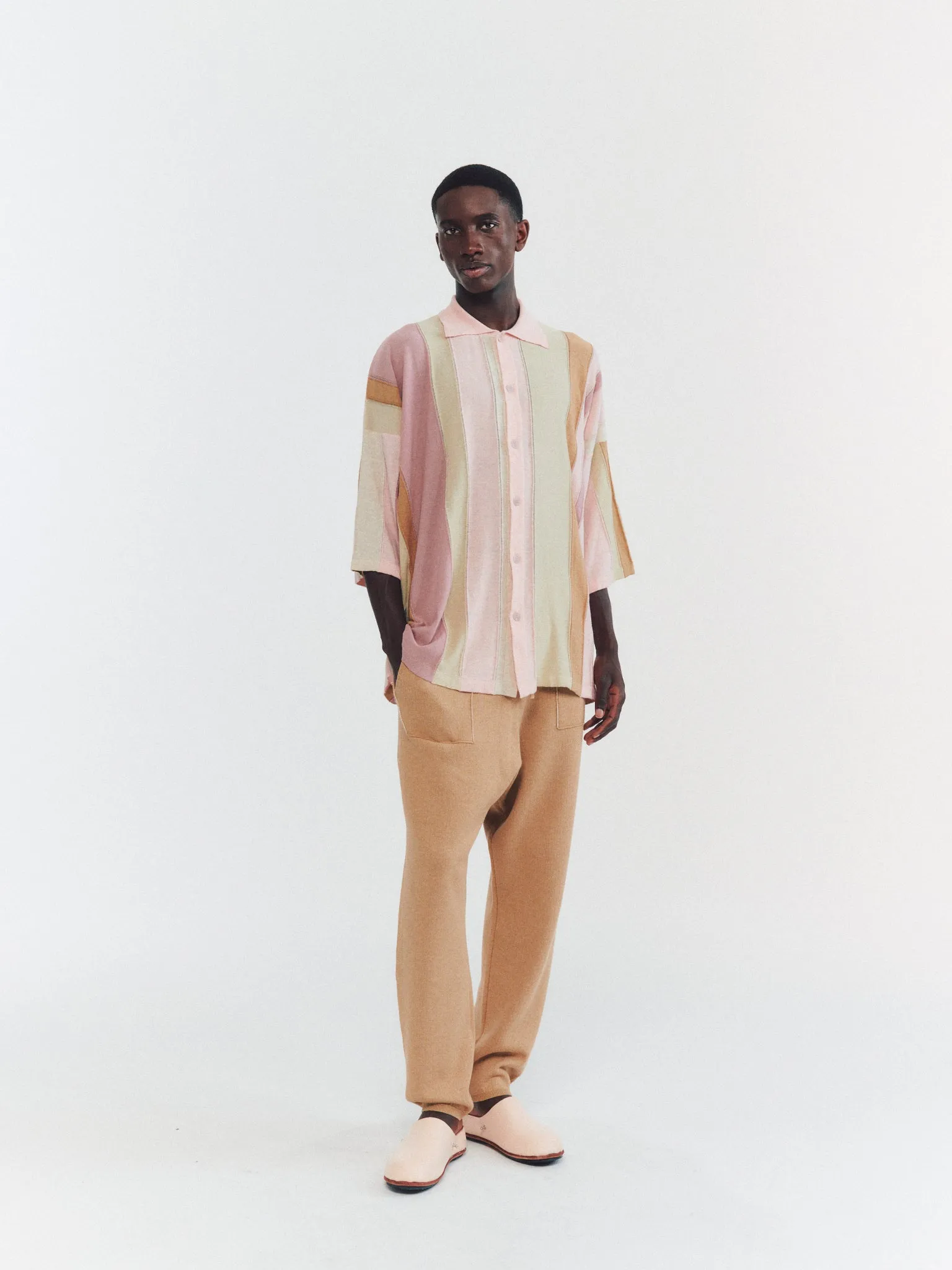 SHIRT - STRIPE PATCHWORK - PINK/BEIGE STRIPES sold by Casey Casey product image thumbnail 2