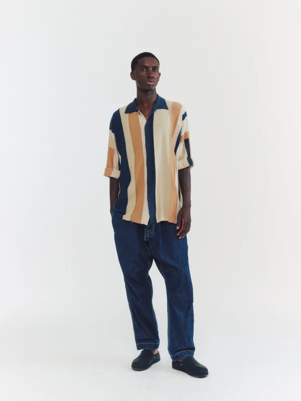 SHIRT - STRIPE PATCHWORK - BLUE/BEIGE STRIPES made by Casey Casey