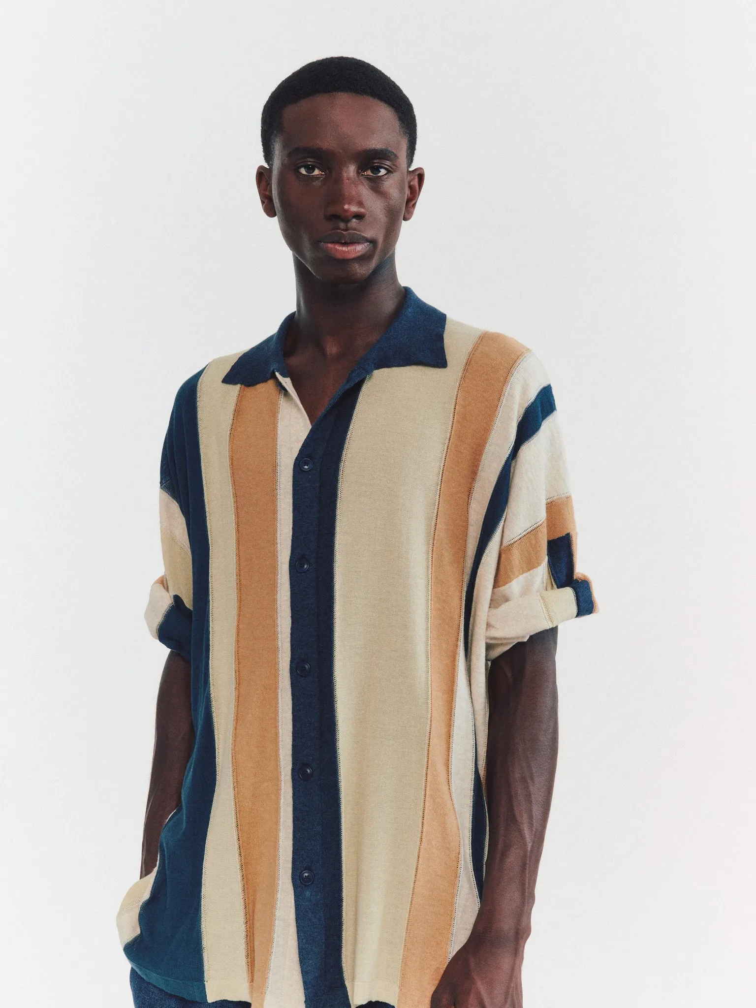 SHIRT - STRIPE PATCHWORK - BLUE/BEIGE STRIPES sold by Casey Casey product image thumbnail 5