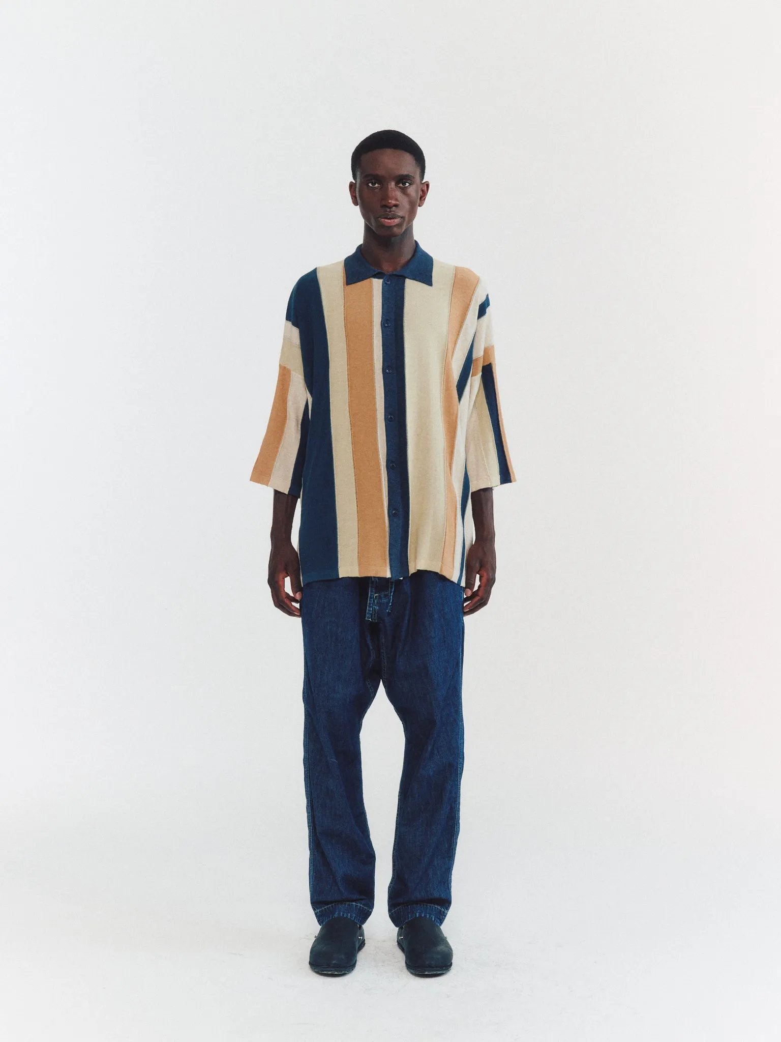SHIRT - STRIPE PATCHWORK - BLUE/BEIGE STRIPES sold by Casey Casey product image thumbnail 2