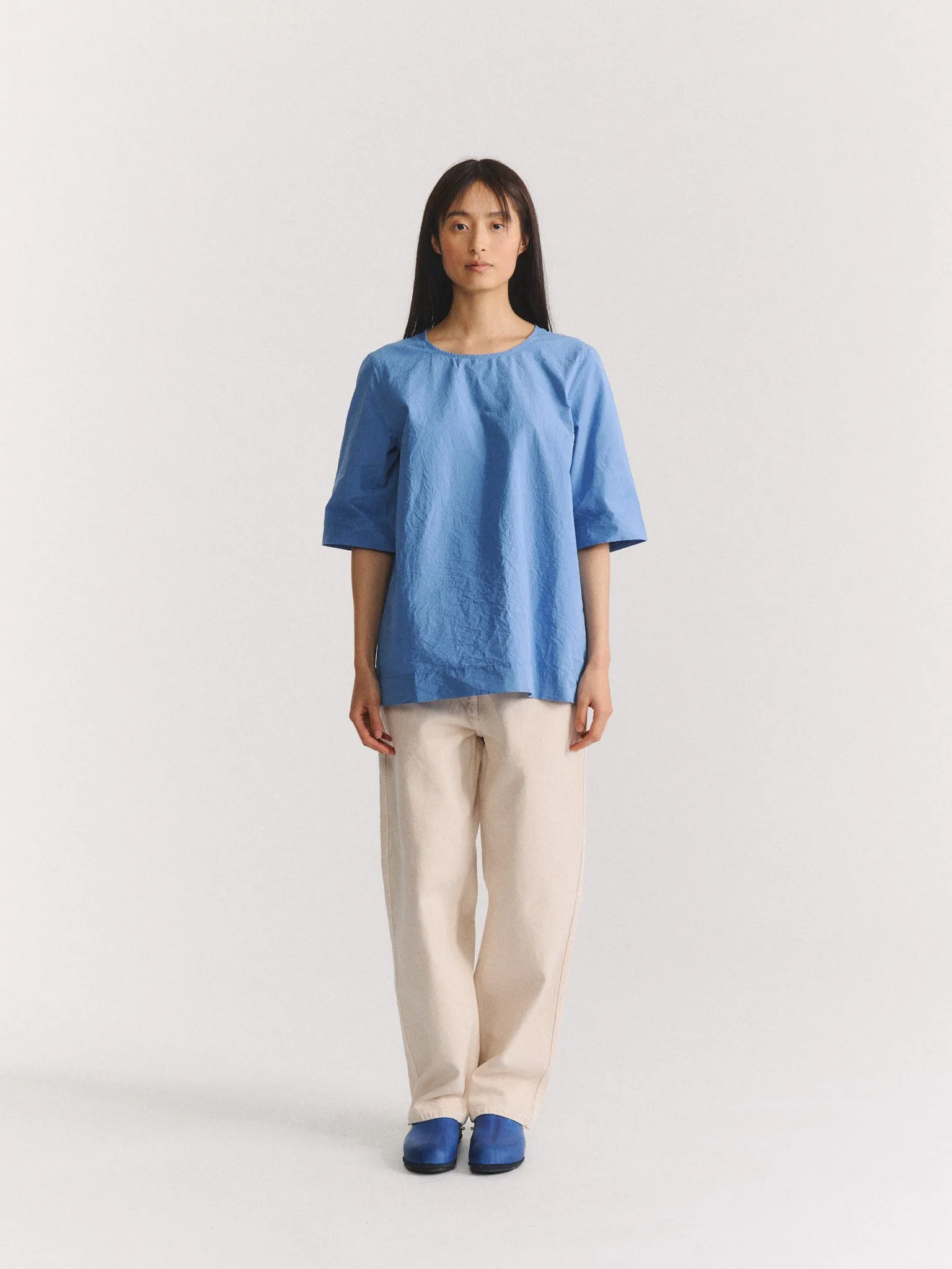 SIMPLE TOP - CHALK POPLIN - L BLUE sold by Casey Casey product image thumbnail 2