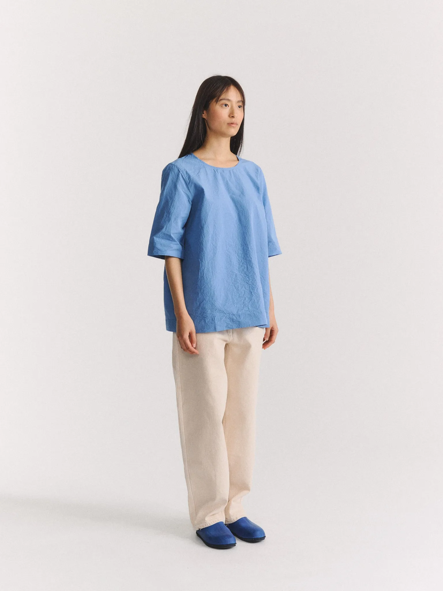 SIMPLE TOP - CHALK POPLIN - L BLUE sold by Casey Casey product image thumbnail 3