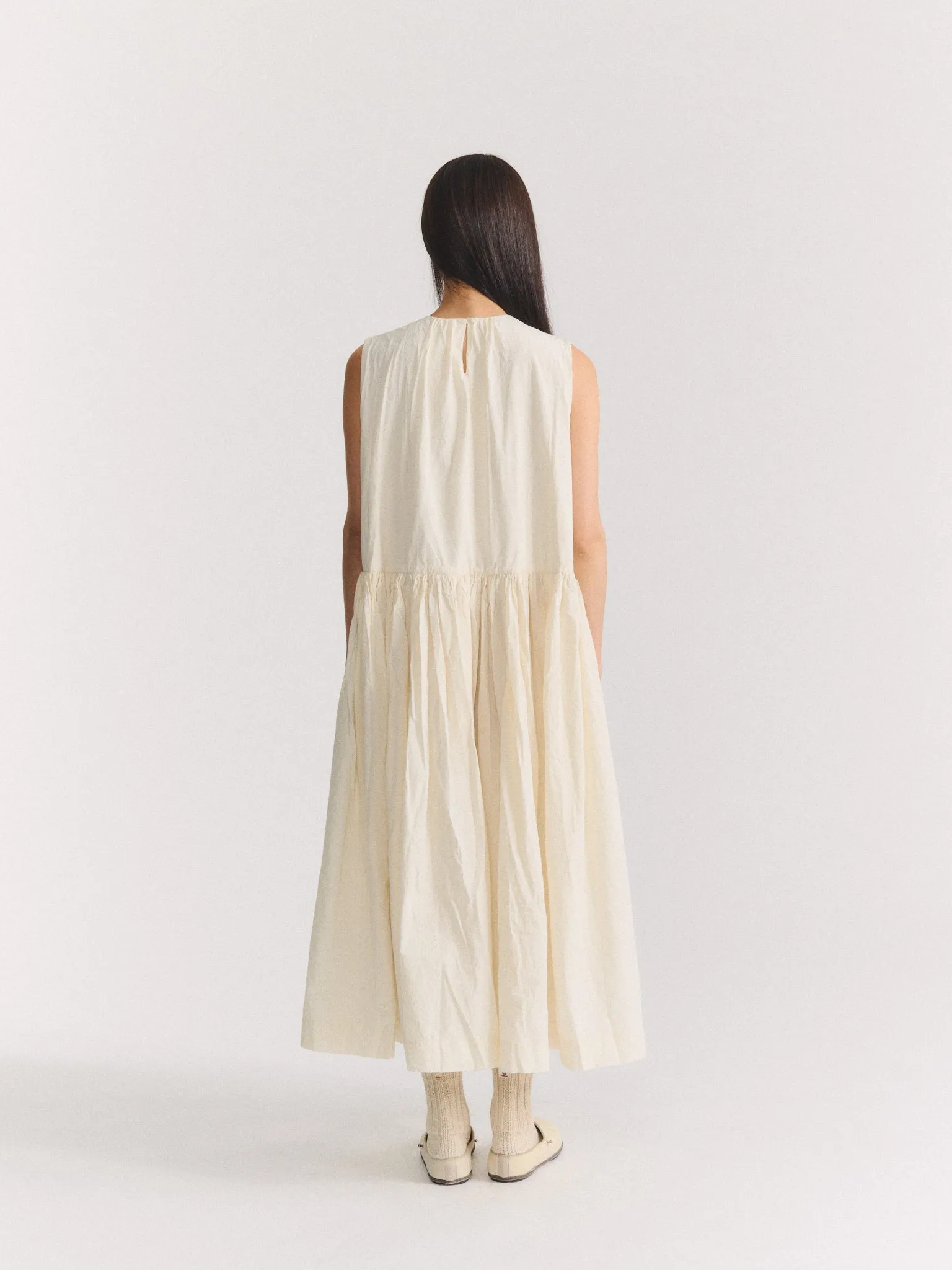 POMME RUCHEE DRESS - CHALK POPLIN - OFF WHITE sold by Casey Casey product image thumbnail 4