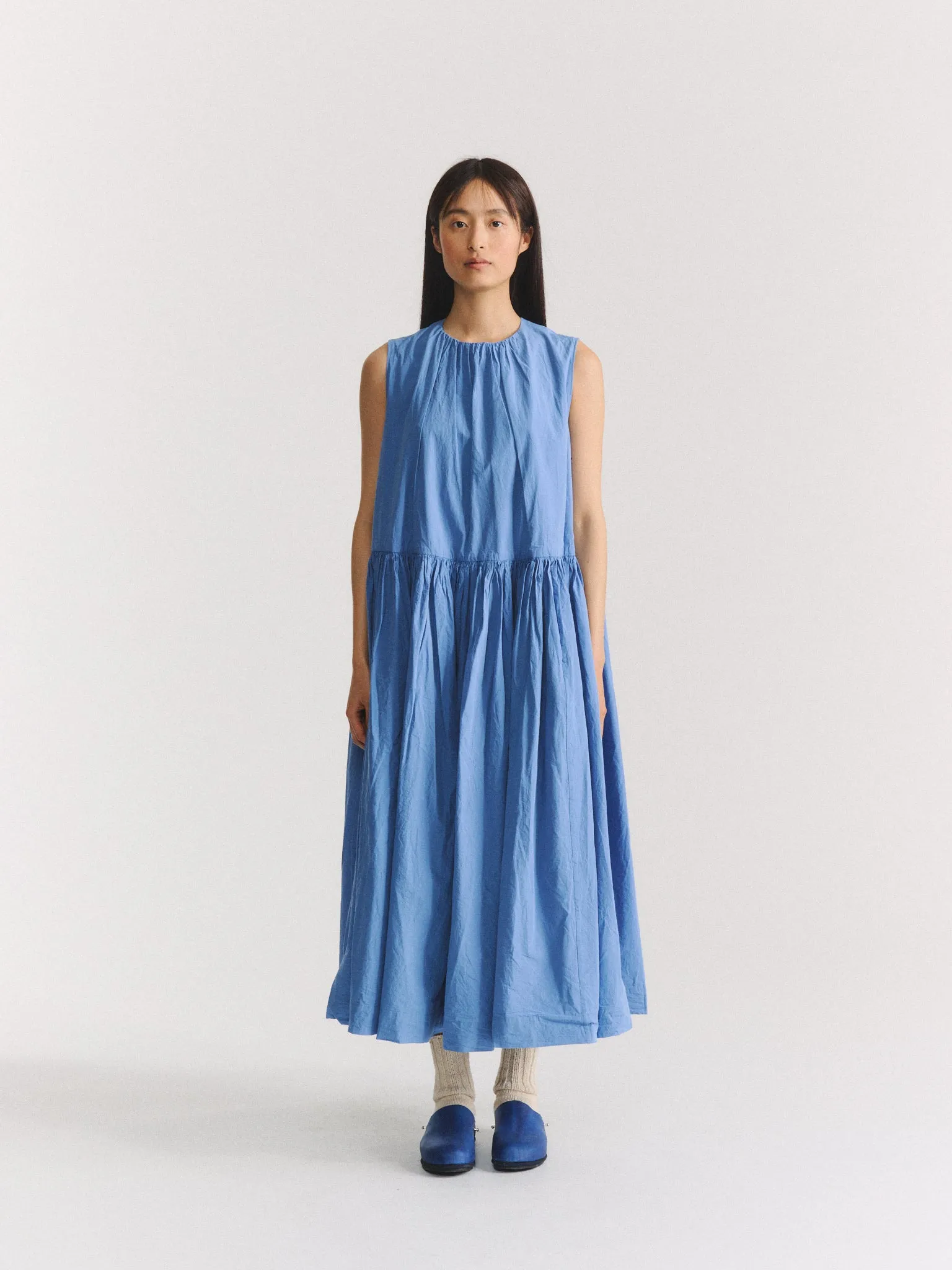 POMME RUCHEE DRESS - CHALK POPLIN - L BLUE sold by Casey Casey product image thumbnail 2