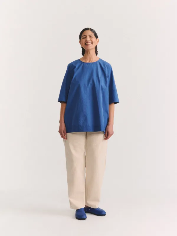 SIMPLE TOP - CHALK POPLIN - M BLUE sold by Casey Casey