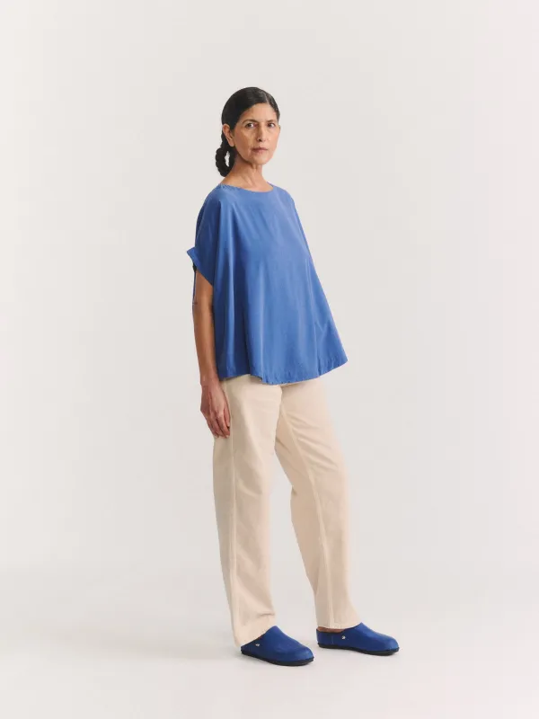 FRANCESCA TOP - SPUN SILK - BLUE made by Casey Casey