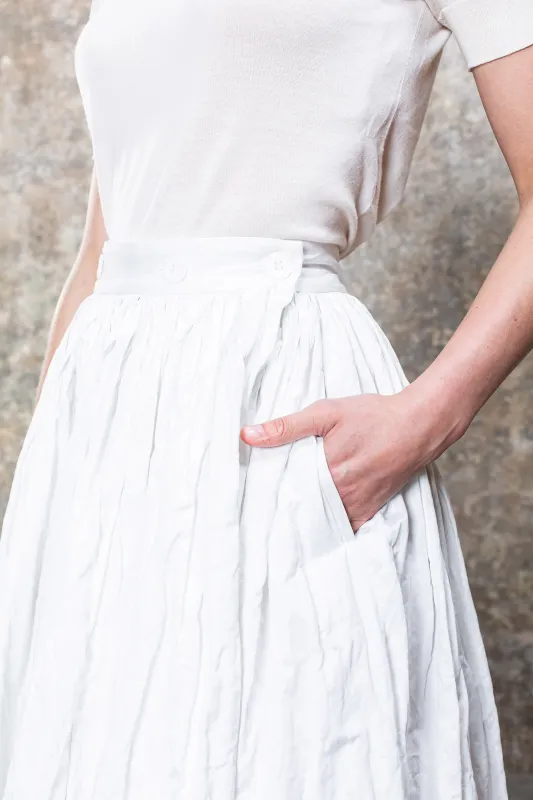 PORTE FEUILLE SKIRT-TWILL - WHITE made by Casey Casey