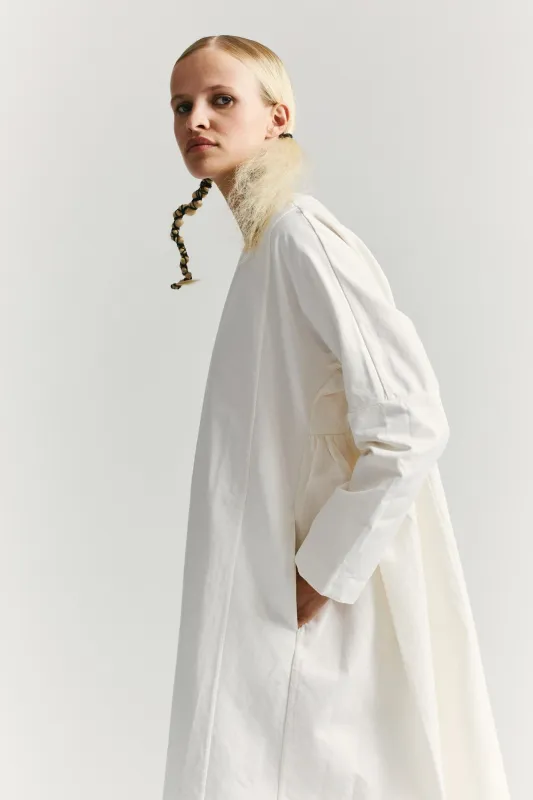 PYJ ROUCH DRESS - TWILL - WHITE made by Casey Casey