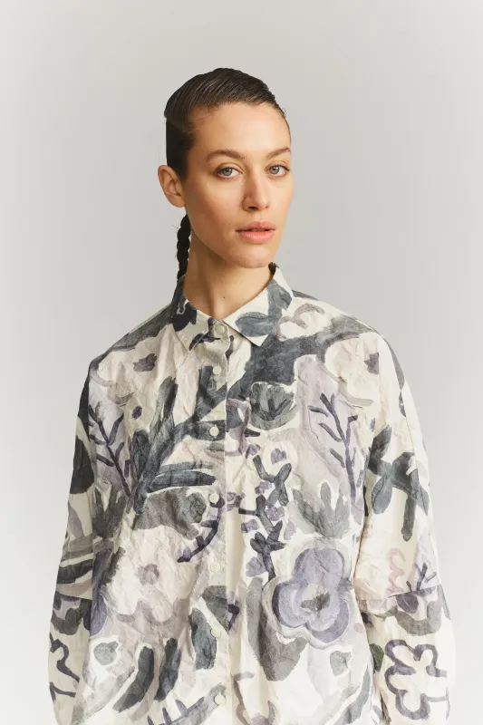 WAGA SOLEIL SHIRT - PRINT BLOTCH - GREY made by Casey Casey