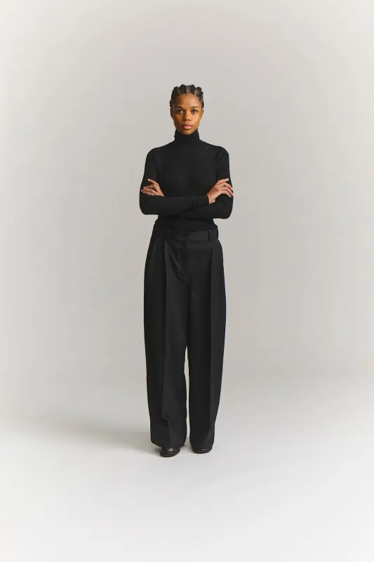 SIENNA PANT - STRUCTURED TWILL - BLACK made by Casey Casey