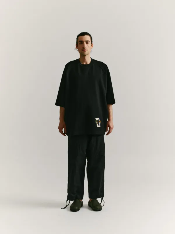 FELIX PATCH TSHIRT - PIQUE JERSEY - BLACK made by Casey Casey