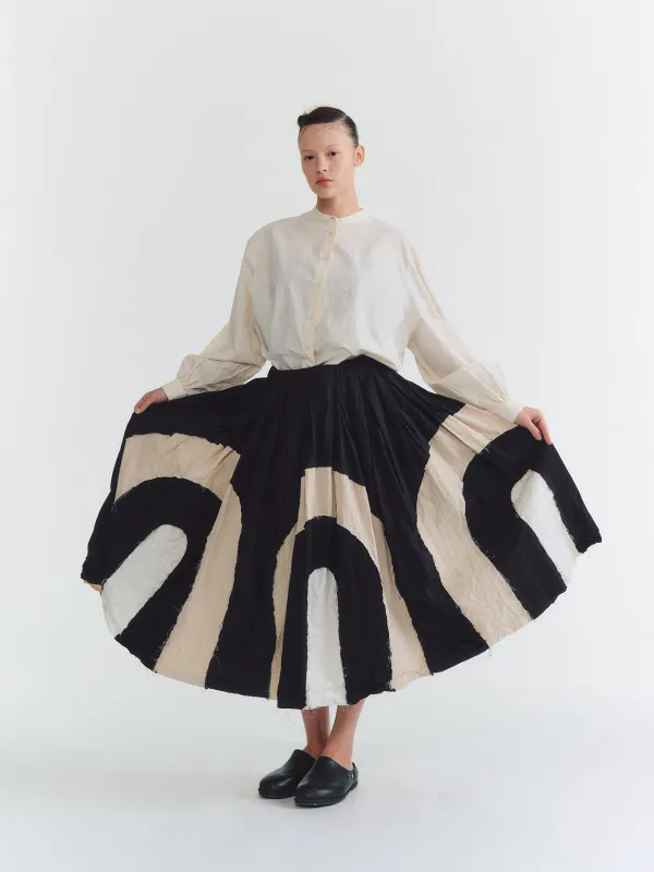 ARCH SKIRT - MIXED FABRICS - BLACK made by Casey Casey
