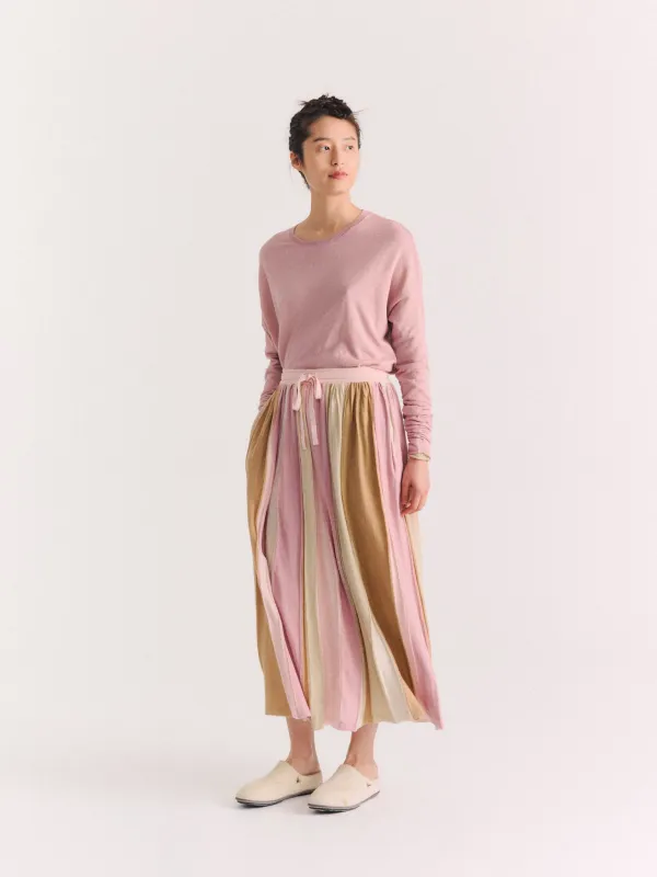 SKIRT - STRIPE PATCHWORK - PINK/BEIGE STRIPES made by Casey Casey
