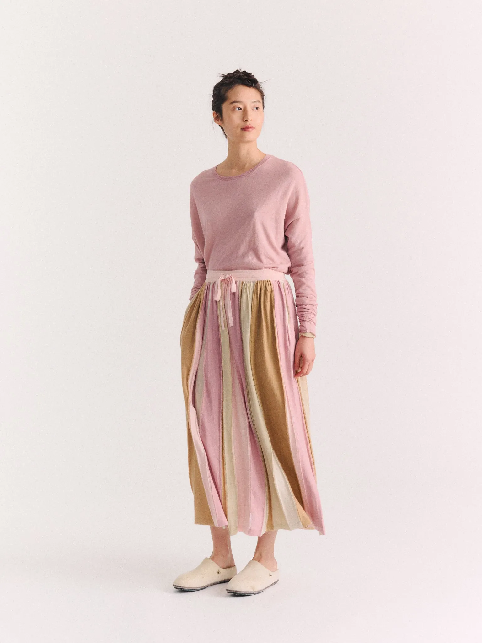 SKIRT - STRIPE PATCHWORK - PINK/BEIGE STRIPES sold by Casey Casey