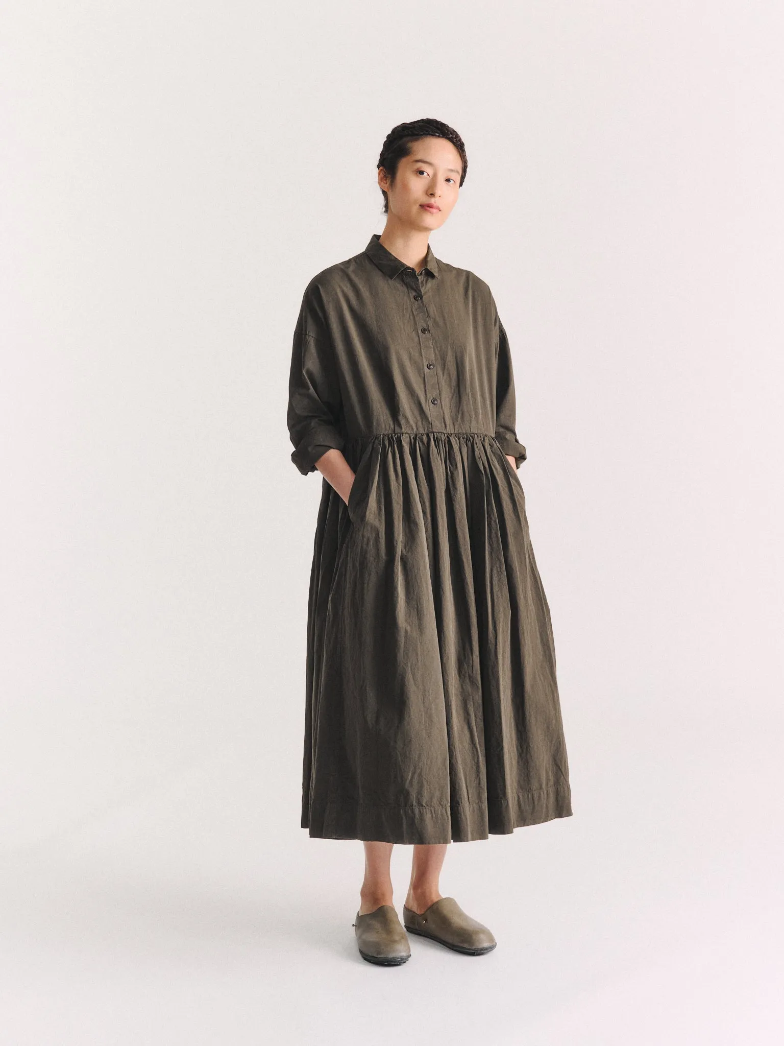 STEPHANIE DRESS - PAPER COT - DARK KHAKI sold by Casey Casey