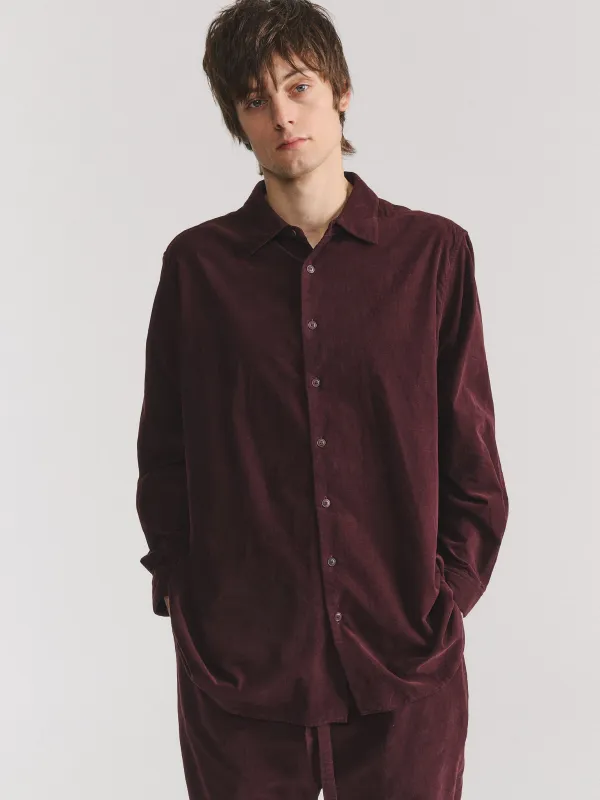 IKLA SHIRT - PIN CORD - BURGUNDY made by Casey Casey
