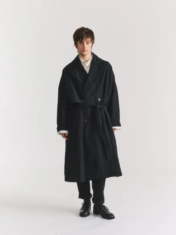 MOON COAT - LIN WOOL - BLACK made by Casey Casey