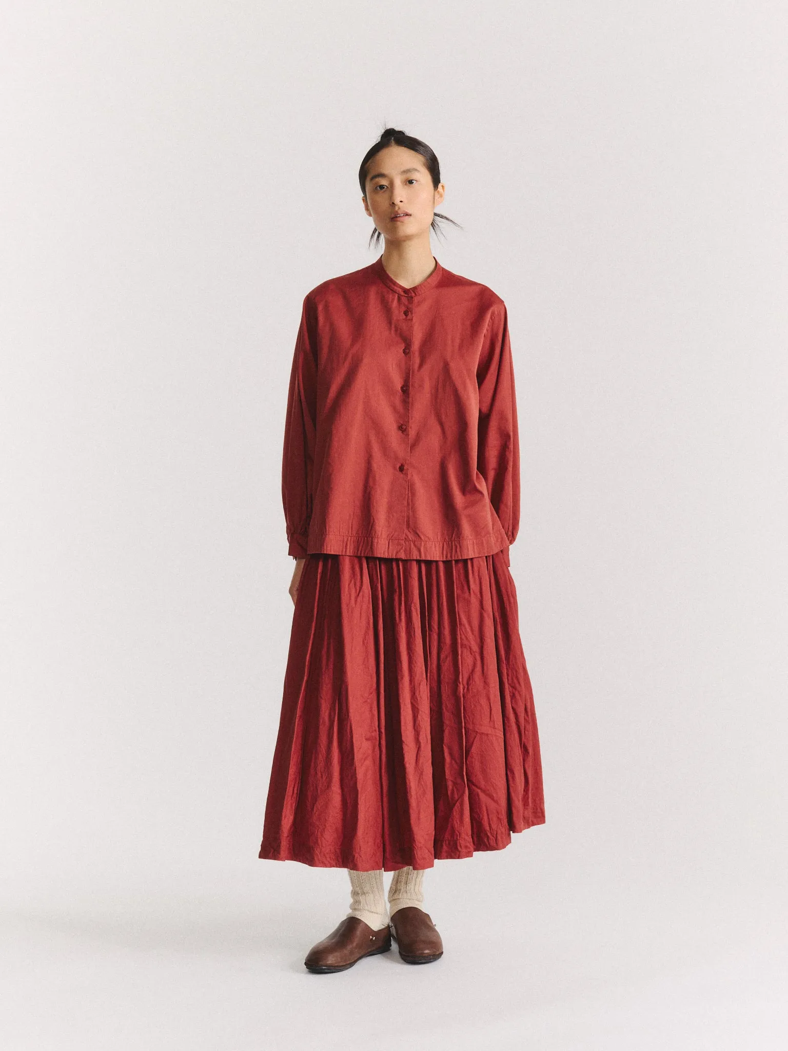 BIGGY GRANDAD SHIRT - TWILL COT SILK - BRICK sold by Casey Casey product image thumbnail 2