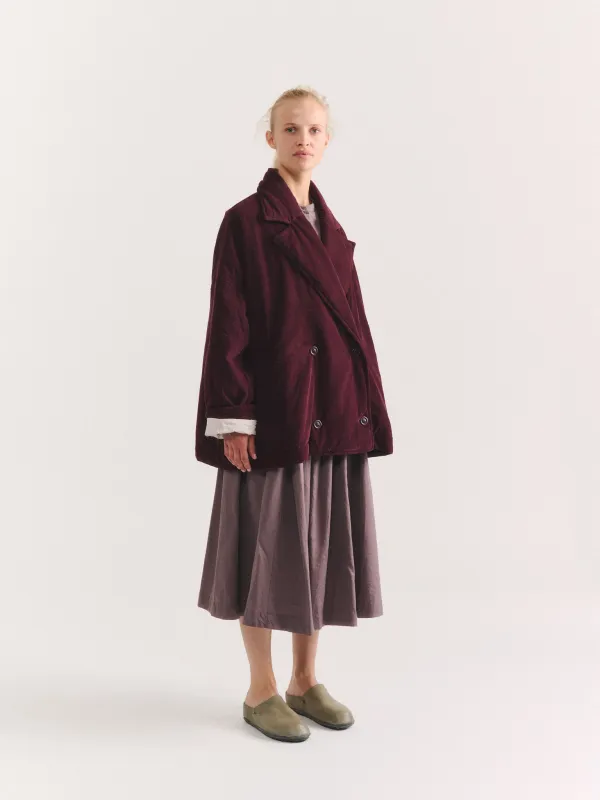 LUNA SHORT COAT - PIN CORD - BURGUNDY made by Casey Casey