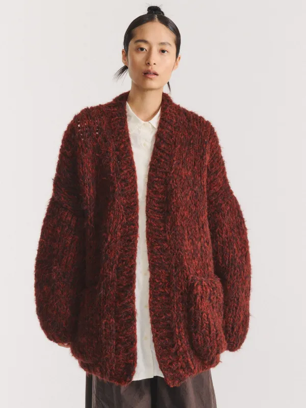 ELSA CARDIGAN - ALPA BRUSH - DARK BROWN / RUST made by Casey Casey