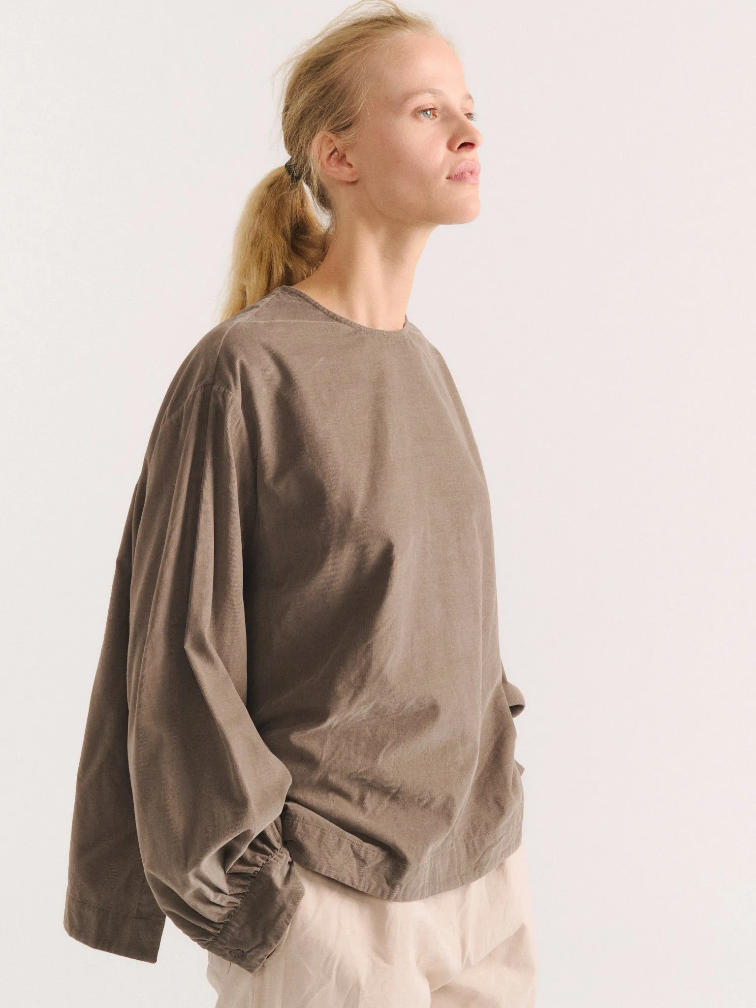 BIGGY TOP - PIN CORD - LIGHT KHAKI sold by Casey Casey