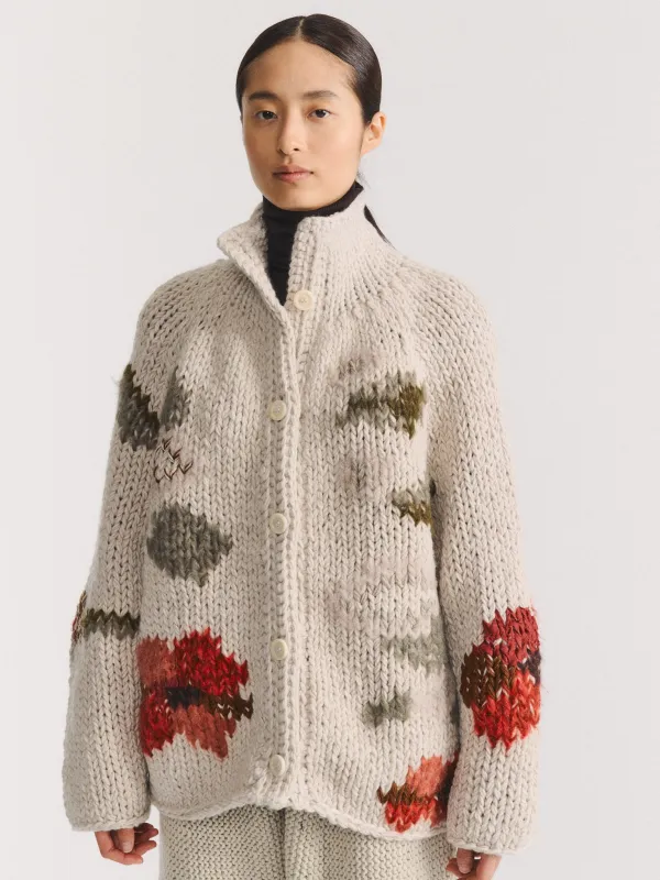 FLORA CARDIGAN - CHUNKY - LIGHT GREY made by Casey Casey