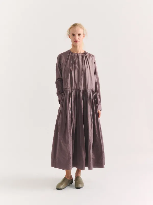 POMME RUCHEE DRESS - TWIL COT SILK - CLAY made by Casey Casey