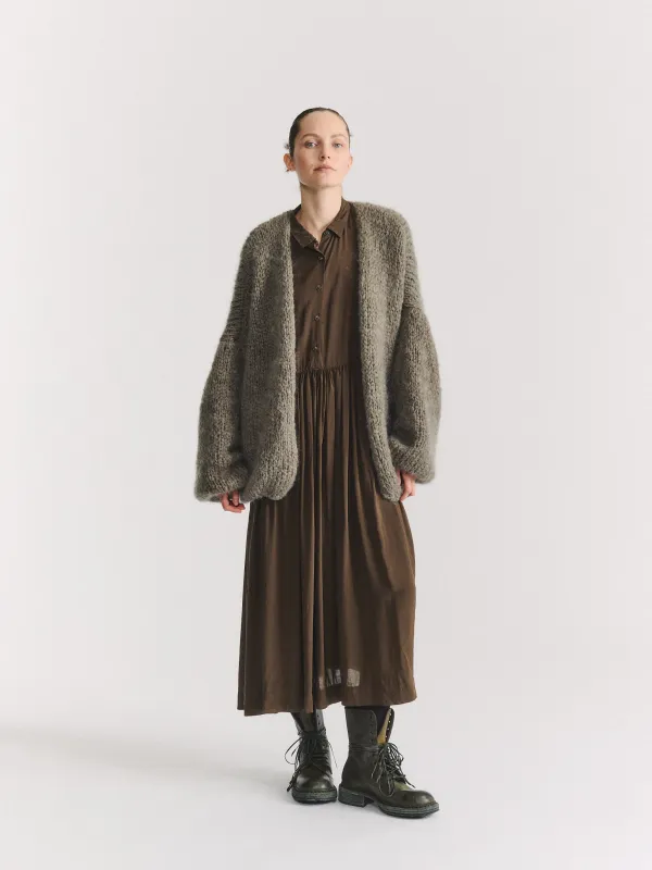 SHORT CARDIGAN - MOHAIR - KHAKI made by Casey Casey