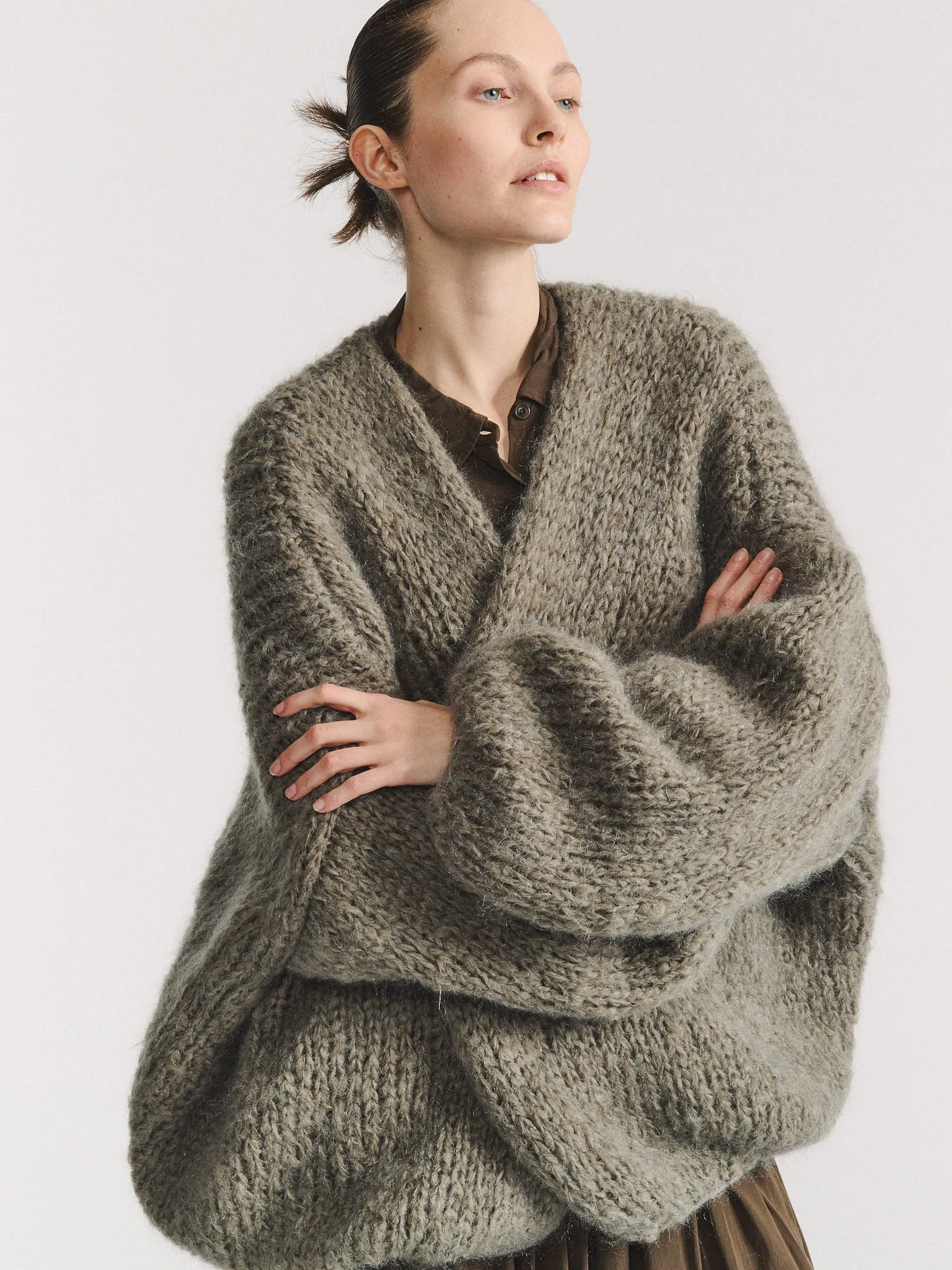 SHORT CARDIGAN - MOHAIR - KHAKI sold by Casey Casey product image thumbnail 5