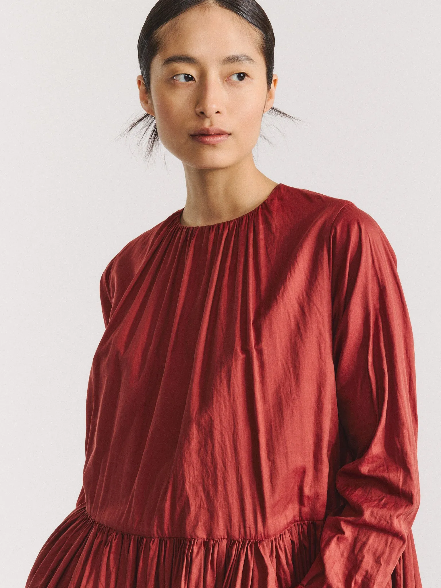 POMME RUCHEE DRESS - TWIL COT SILK - BRICK sold by Casey Casey product image thumbnail 4