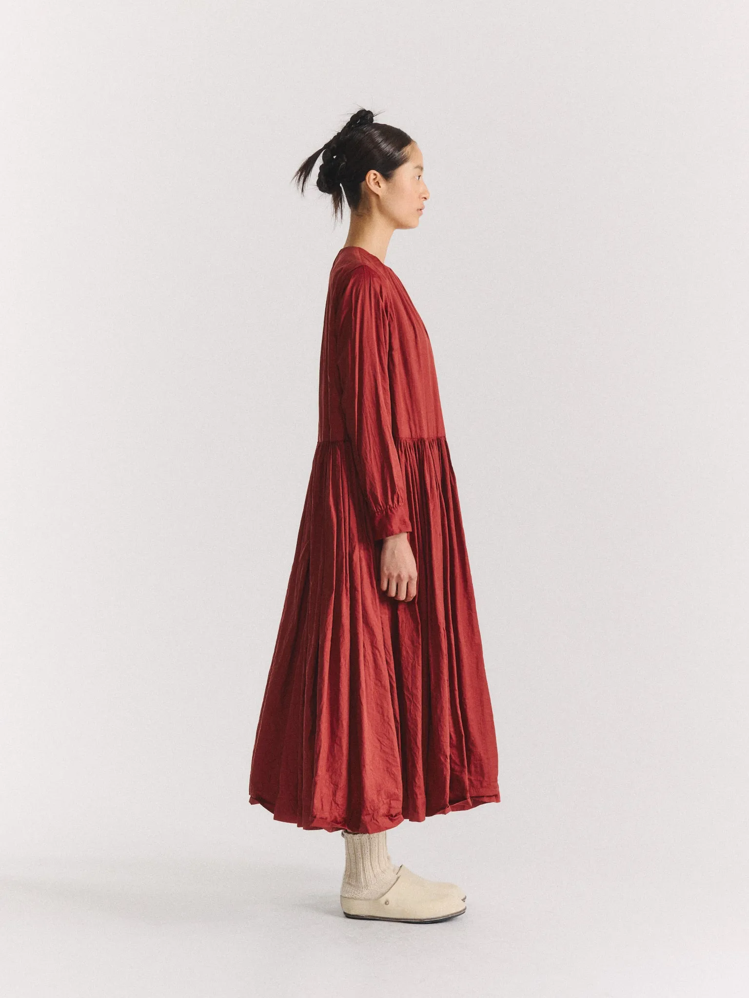 POMME RUCHEE DRESS - TWIL COT SILK - BRICK sold by Casey Casey product image thumbnail 2