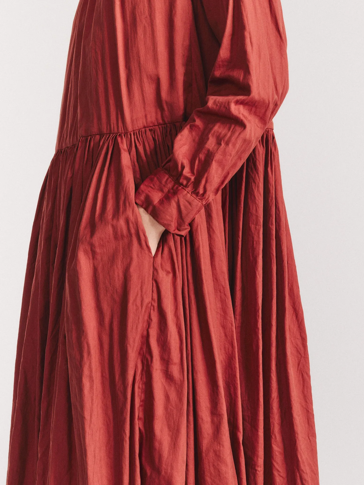 POMME RUCHEE DRESS - TWIL COT SILK - BRICK sold by Casey Casey product image thumbnail 5