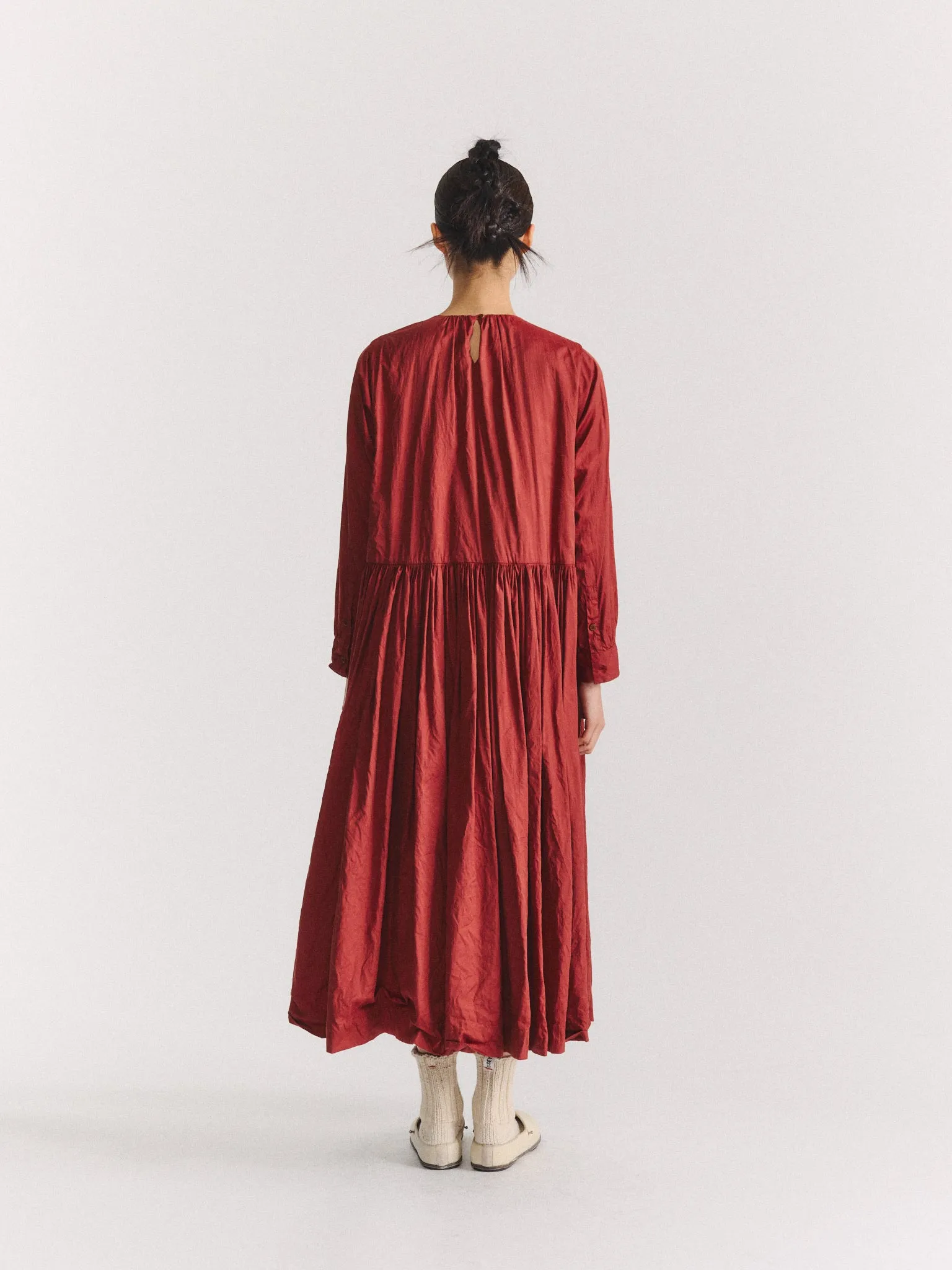 POMME RUCHEE DRESS - TWIL COT SILK - BRICK sold by Casey Casey product image thumbnail 3