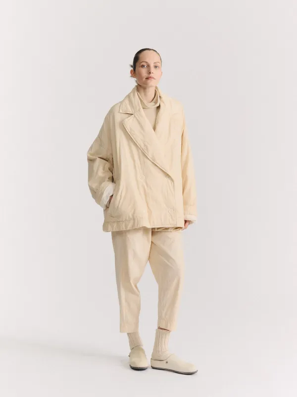 LUNA SHORT COAT - PIN CORD UNFINISHED - NATURAL made by Casey Casey