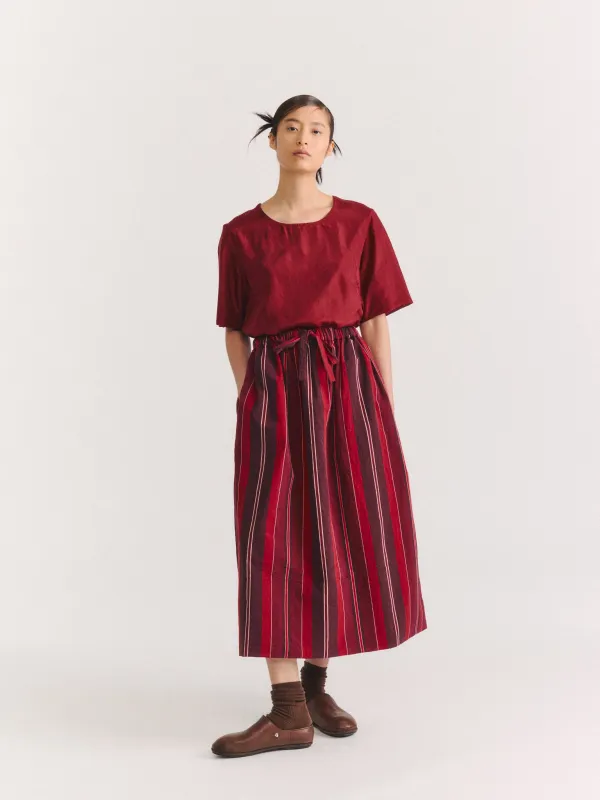 JENNIE SKIRT - PAPER COT STRIPE - REDS STRIPES made by Casey Casey