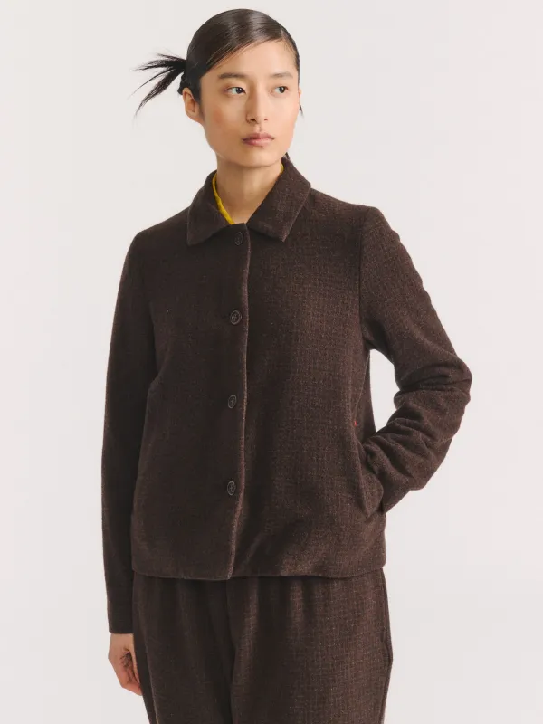 PWET JACKET - PIN CHECK - BROWN CHECK made by Casey Casey