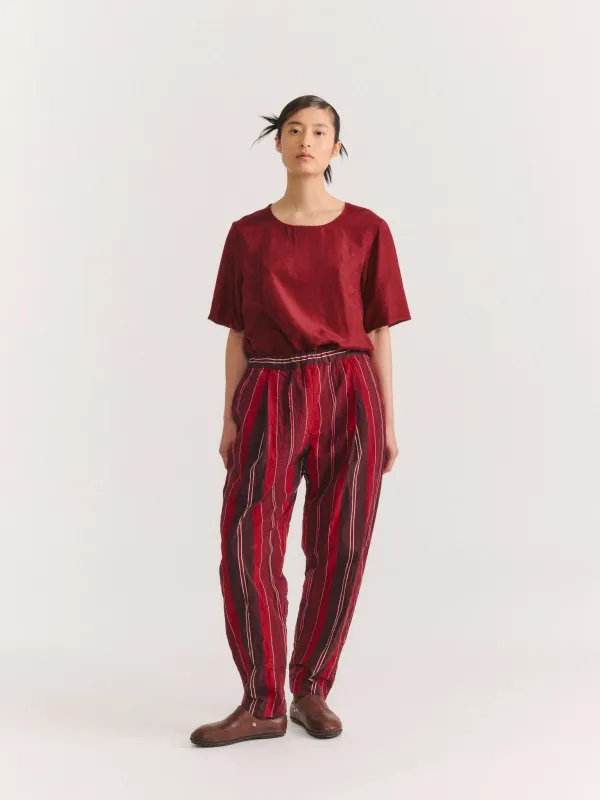 VERGER ULTIME PANT - PAPER COT STRIPE - REDS STRIPES made by Casey Casey