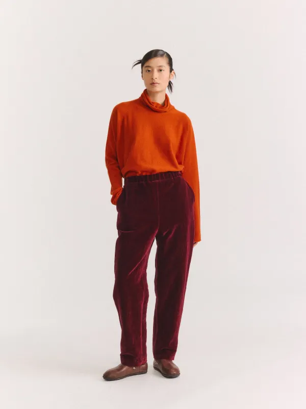 LONG CHASSE PANT - MID VELVET - PRUNE made by Casey Casey
