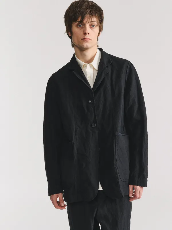 REVERSIBLE JAK PAT JACKET - LIN WOOL - BLACK made by Casey Casey