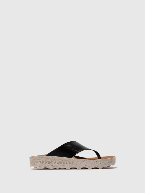 Slip-on Sandals CAMI BLACK LEATHER sold by Asportuguesas