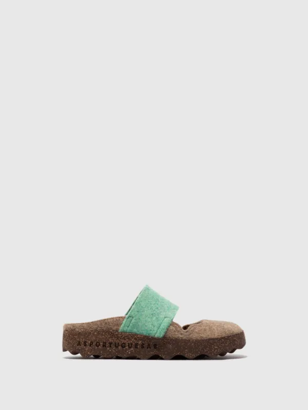 Round Toe Mules CANU TAUPE/GREEN sold by Asportuguesas