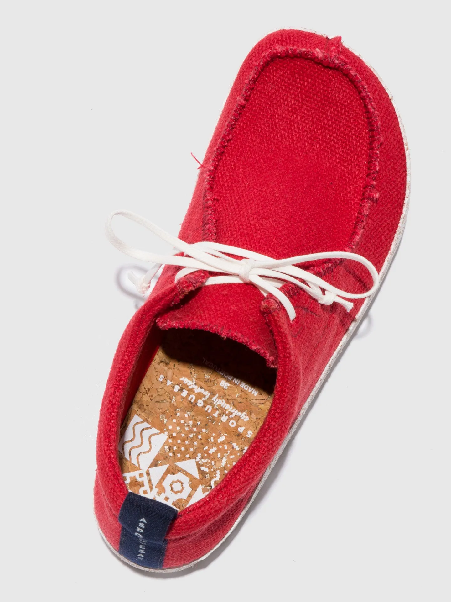 Lace-up Trainers CHAT Red Recyled Linen sold by Asportuguesas product image thumbnail 5