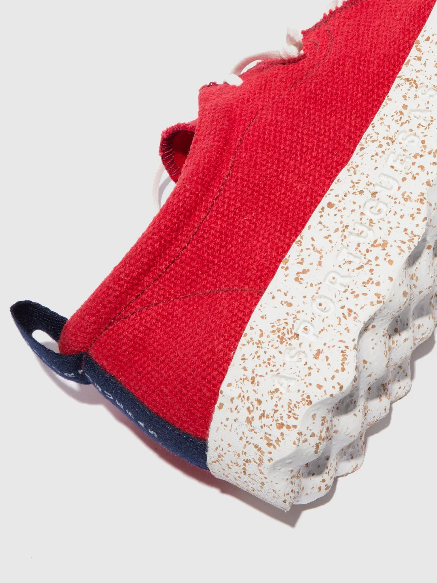 Lace-up Trainers CHAT Red Recyled Linen sold by Asportuguesas product image thumbnail 4