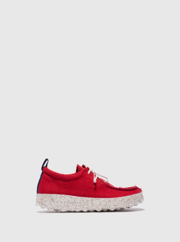 Lace-up Trainers CHAT Red Recyled Linen sold by Asportuguesas