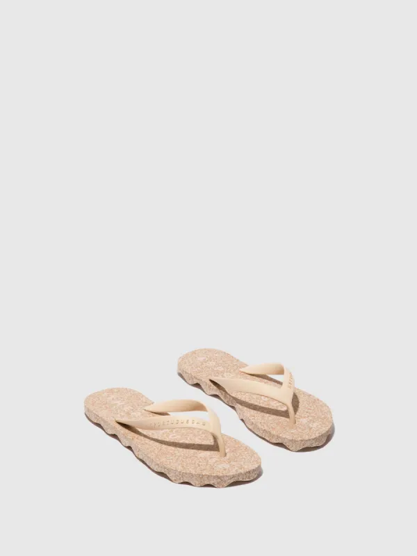 Beach Flip-Flops BASE Milky & cream strap sold by Asportuguesas