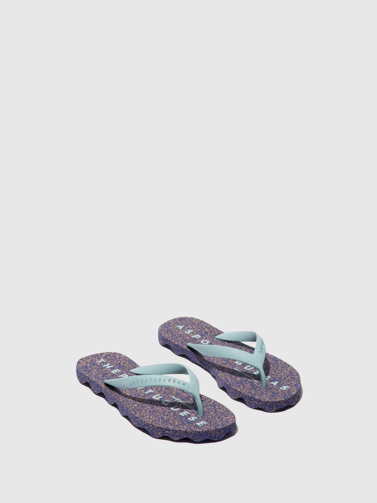 Beach Flip-Flops BASE Blue & cloud strap sold by Asportuguesas